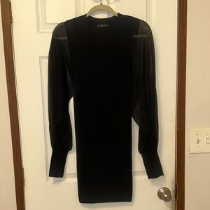 Zara Chic Black Sheer Sleeve Dress